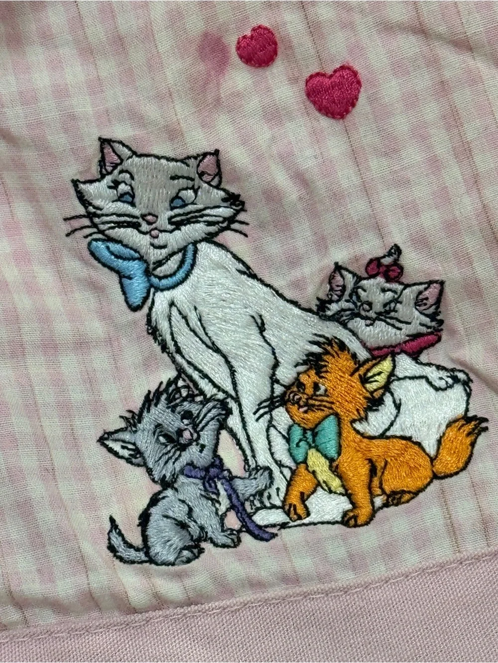 Vintage Disney Store Aristocats marie embroidered bag basket gingham embroidered